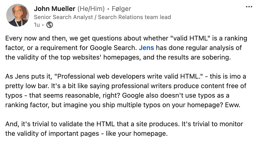 john mueller om valid html