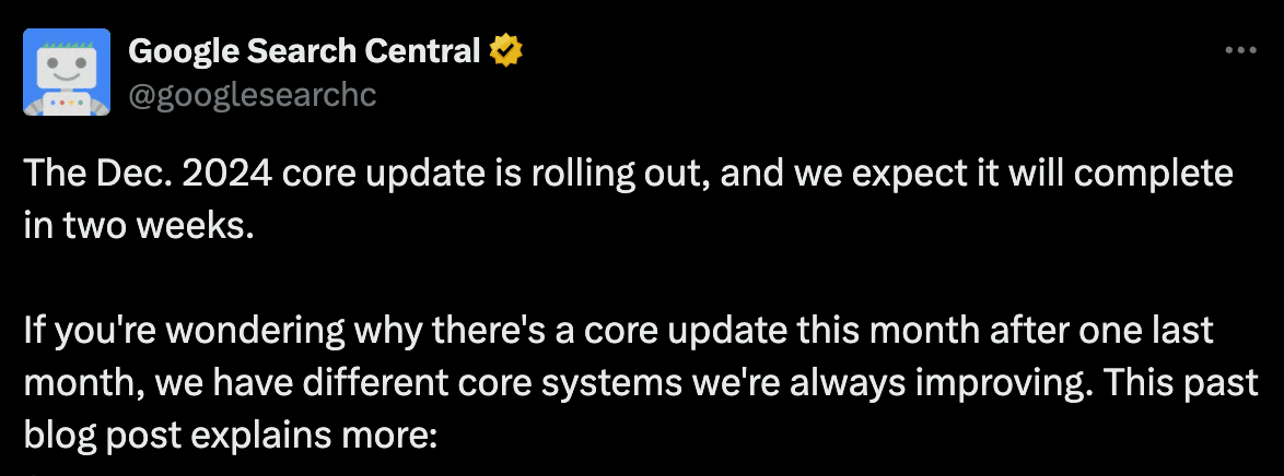 google december 2024 core update udrulles