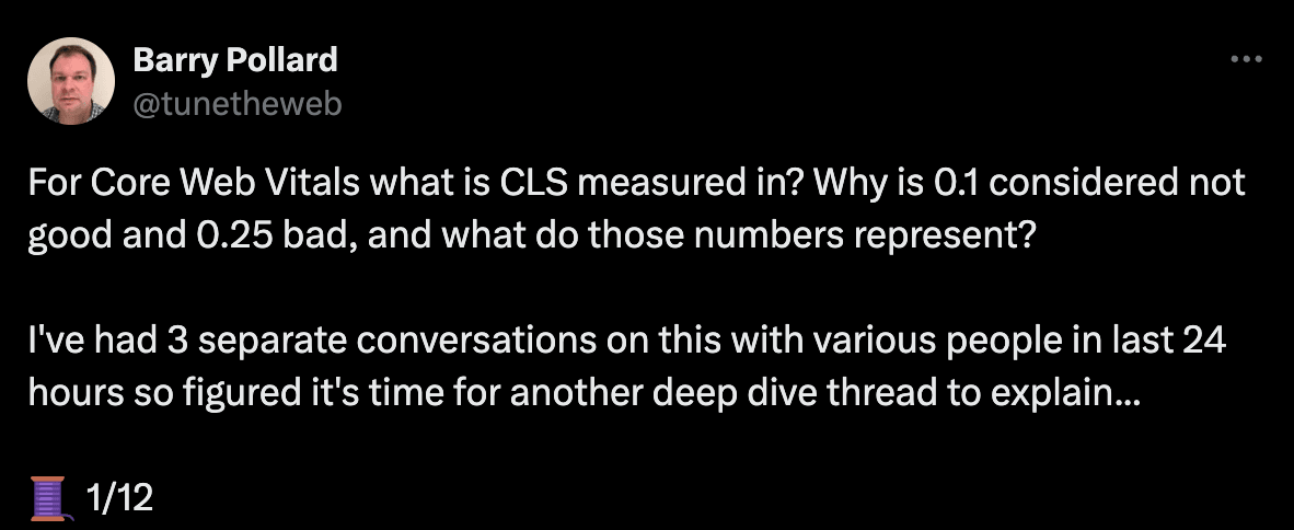 google om cls og core web vitals