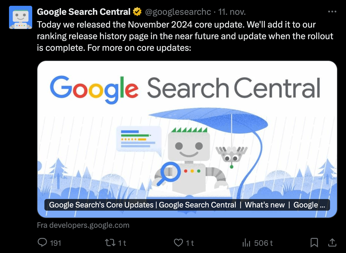 google november 2024 core update udrulles