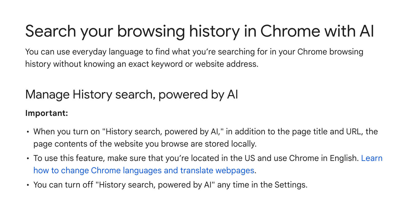 google ai-funktion til browserhistorik