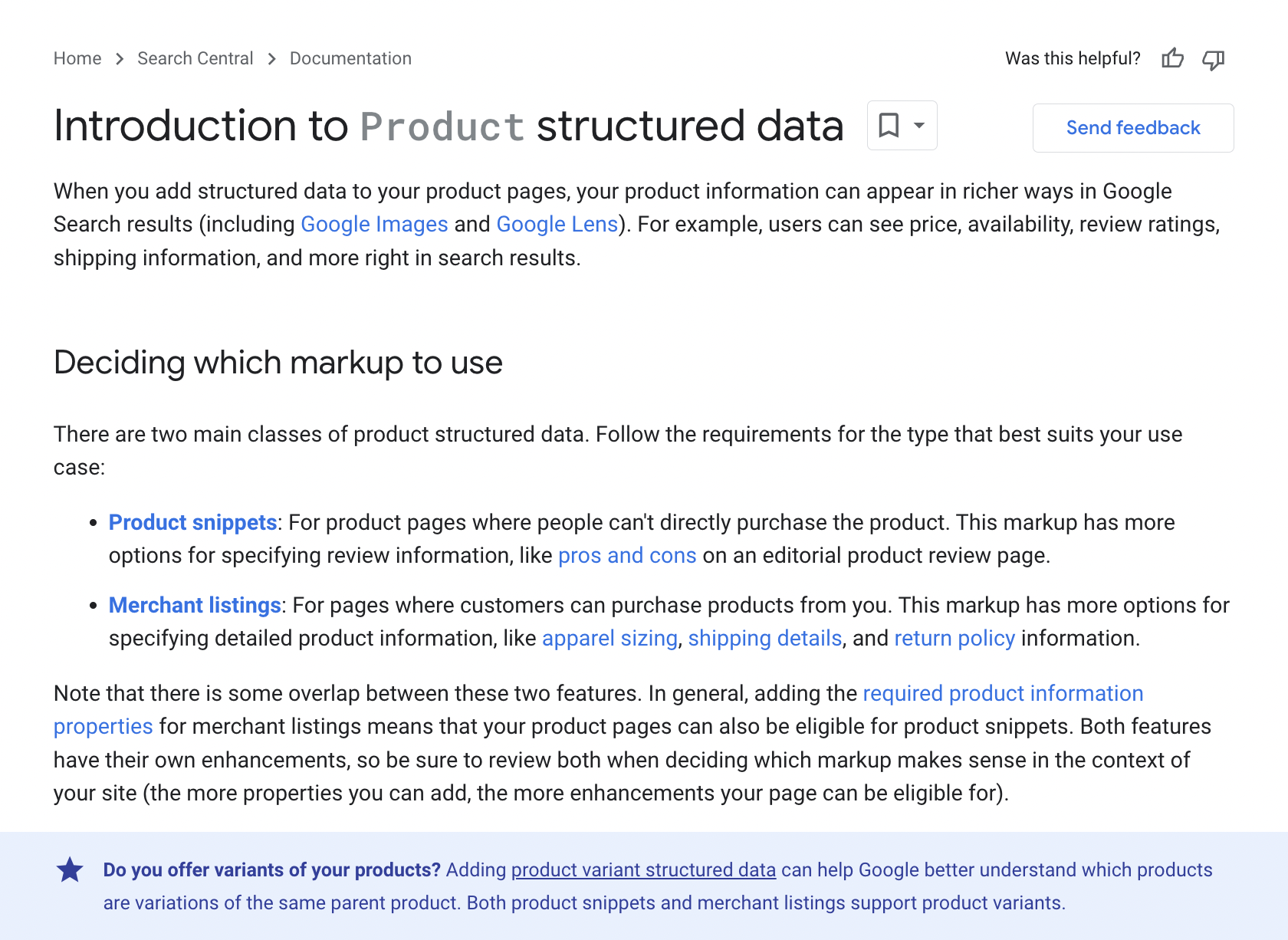 Introduktion til product structured data