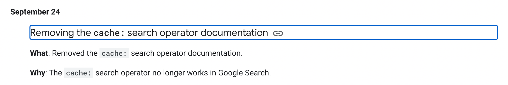 fjernelse af google cache dokumentation