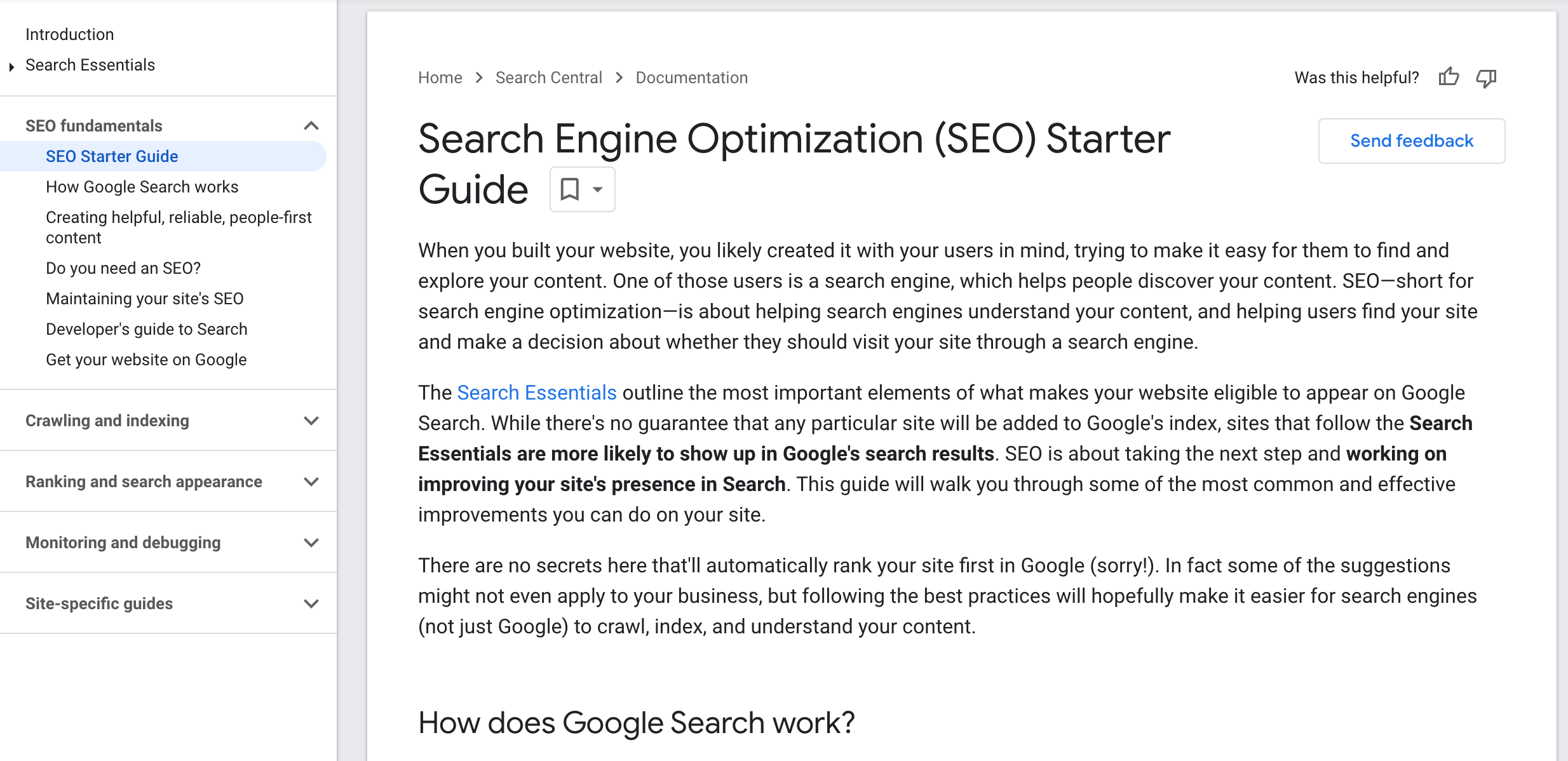 Google SEO Starter Guide update