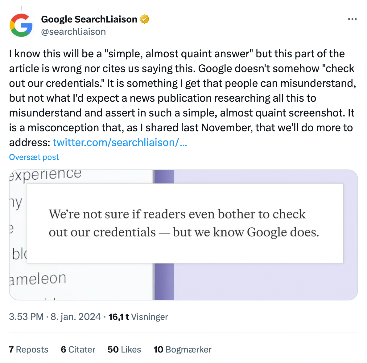 google searchliaison on author bylines