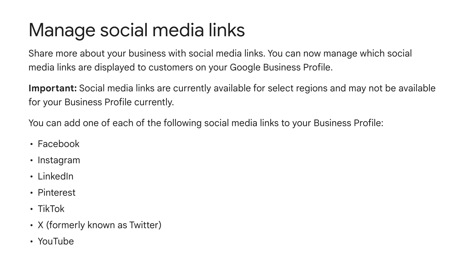 sociale medier links til google business profiles