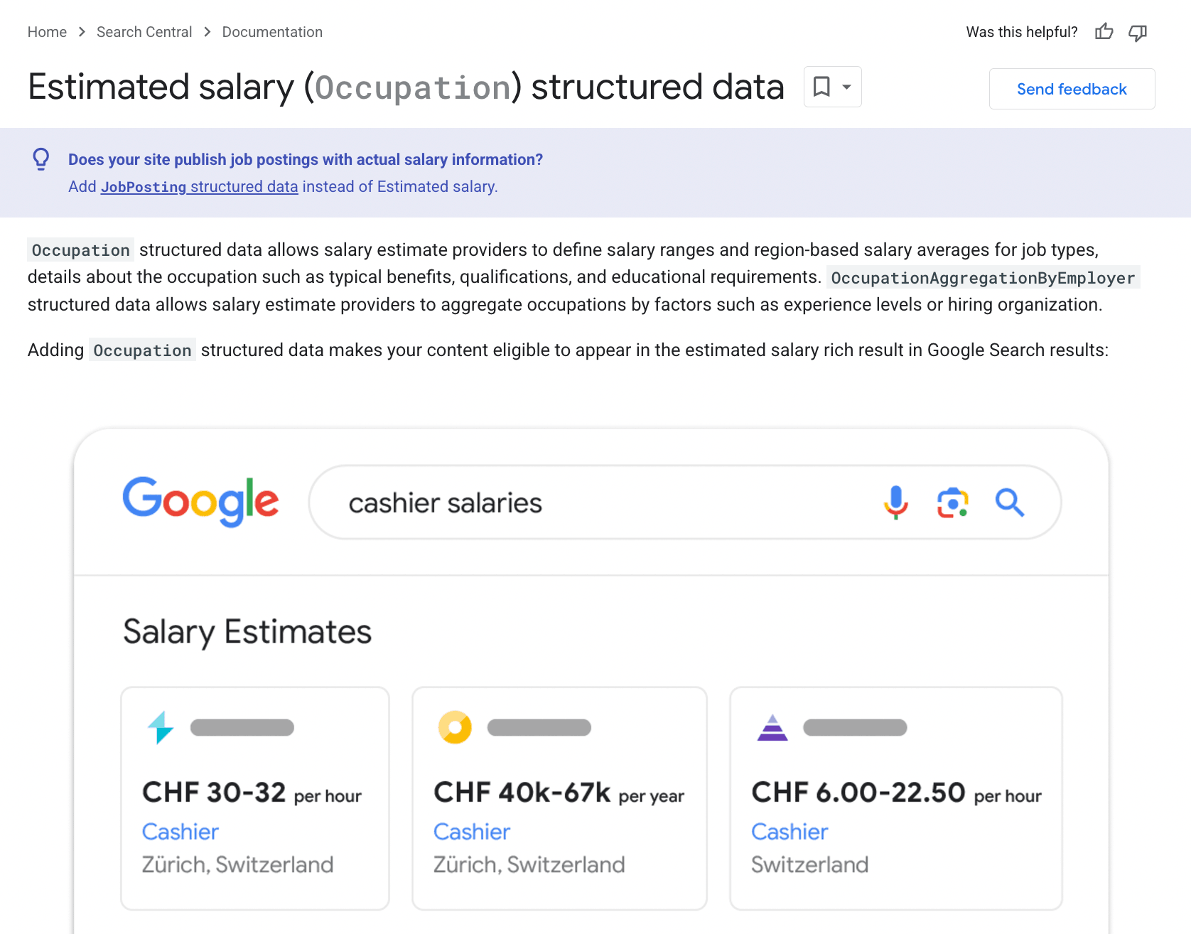 estimated salary occupation structured data dokumentation