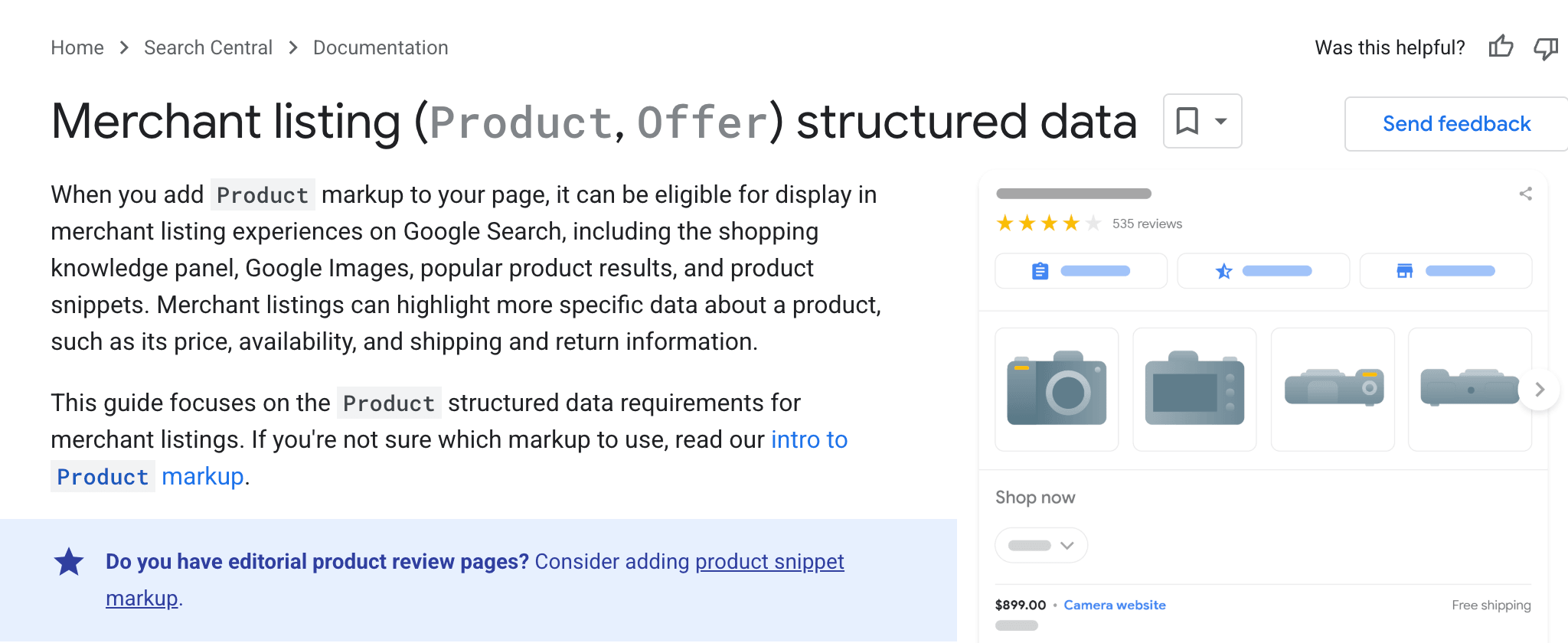 opdatering af merchant listing structured data guidelines
