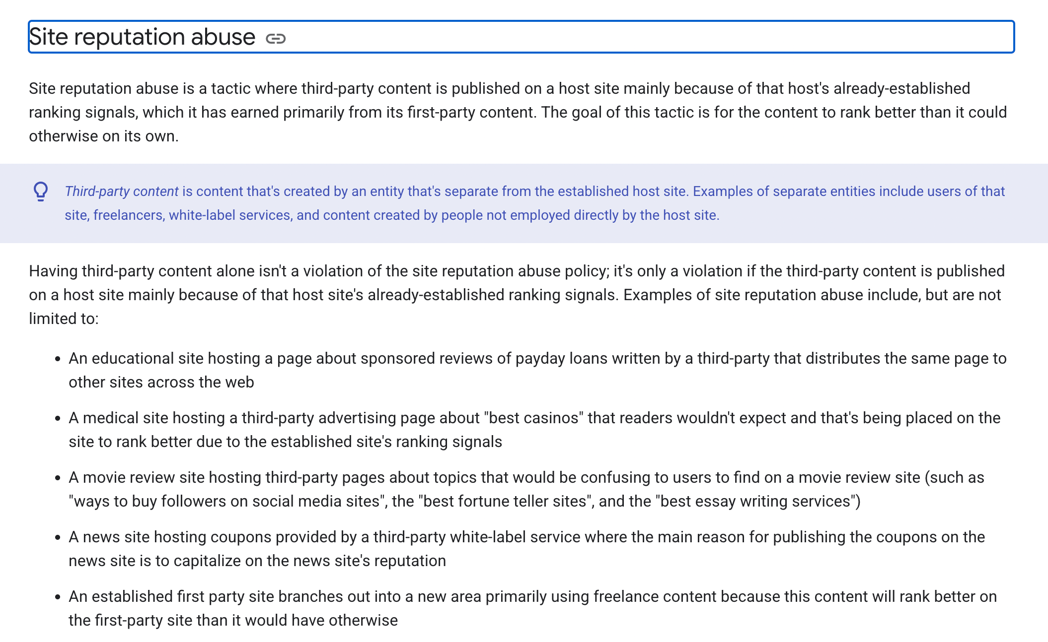 opdatering til site reputation abuse dokumentation